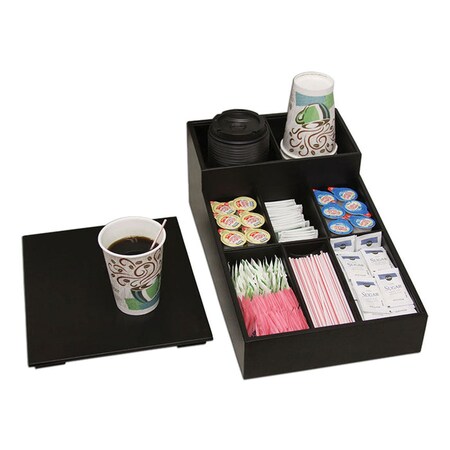 Dacasso Classic Black Leather Coffee Condiment Organizer AG-1028